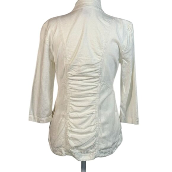 White XCVI Womens Lightweight Jacket Size S Zipper Closure 3/4 Sleeves Pocket De - Picture 5 of 8